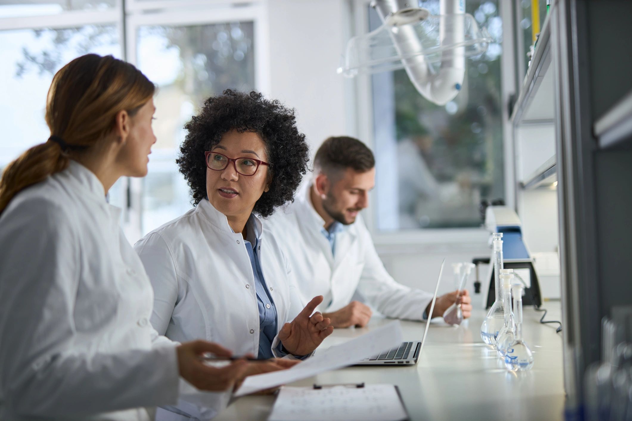 Clinical researchers collaborating on a study